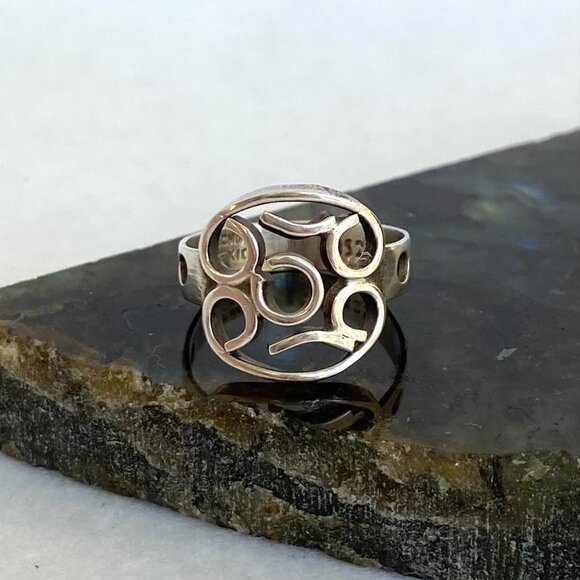 Sterling Silver 925 Mexico Modernist Geometric Scrolling Band Ring Sz 8.75 - Picture 2 of 16